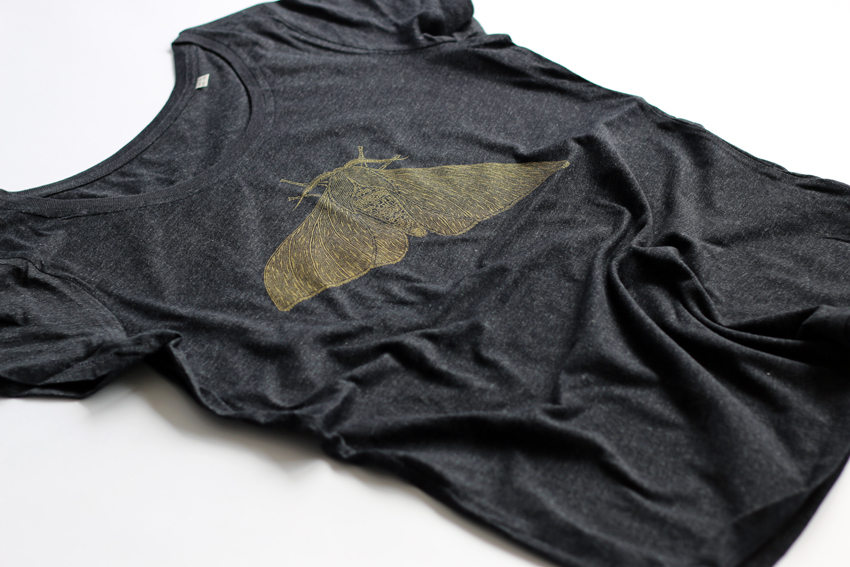 Women - Heather black with golden Peppered moth - XS (TS063)