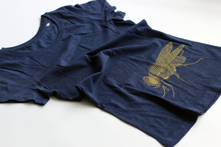 Women - Black heather blue with golden Fly - S (TS068)