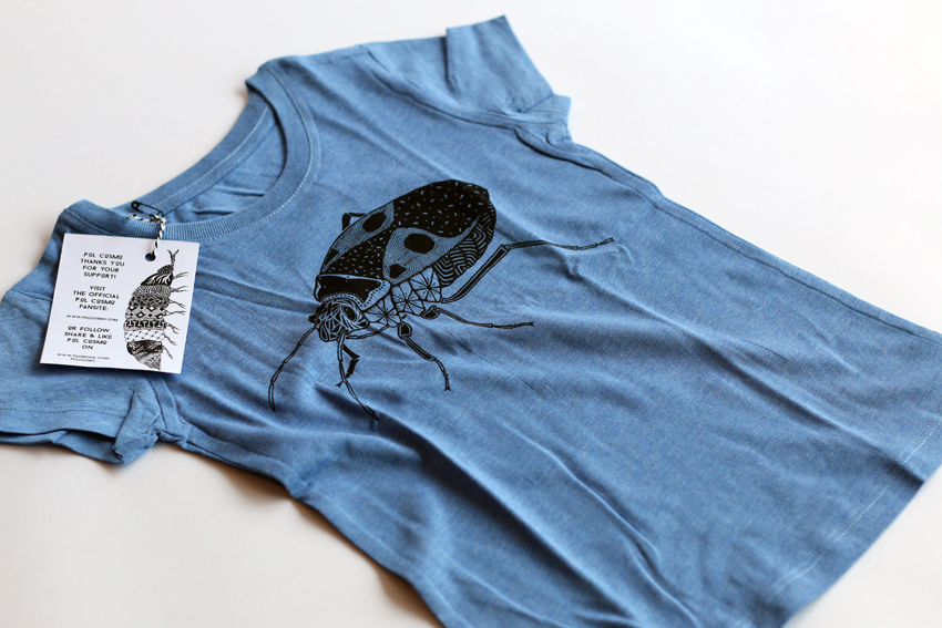 T-shirt - Girls - Mid heather blue with black Firebug - 9-11yrs (TSC052)
