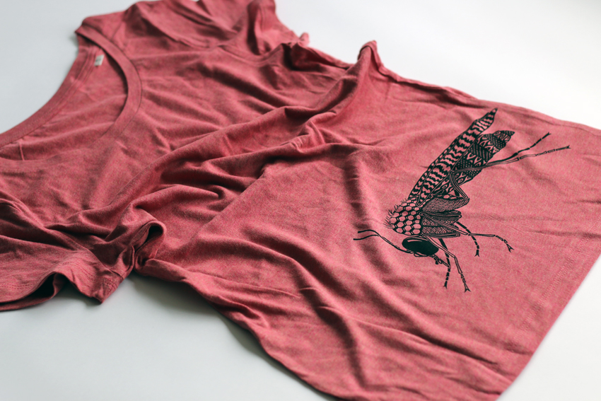 T-shirt - Women - Heather cranberry with black Midge - XS (TS008)