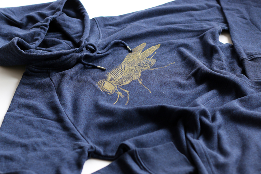 Men/Unisex - Hoodie - black heather blue with golden Fly - S (SWA044)