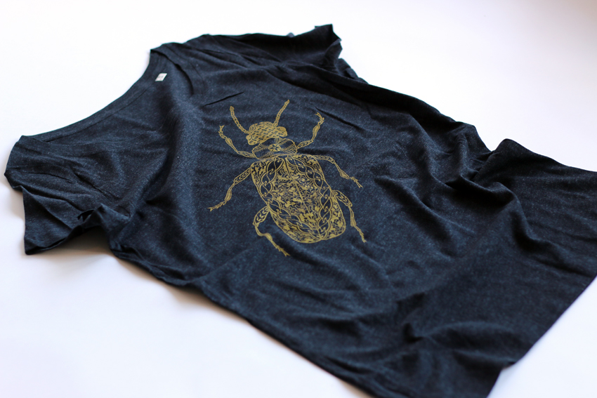 Women - Heather black with golden Beetle - XS (TS066)