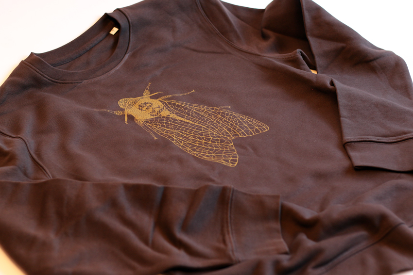 Men/Unisex - Chocolate brown with golden Moth - M (SWA020)