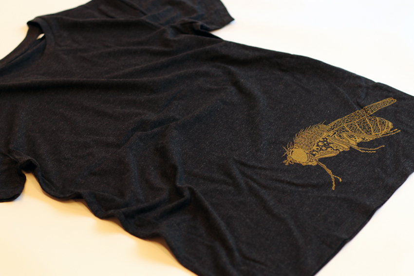 Women - Heather black with golden Fruit fly - S (TS064)