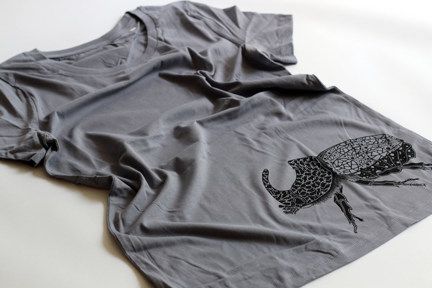 Women - Lava grey with Black Rhinoceros beetle - XXL (TS087)