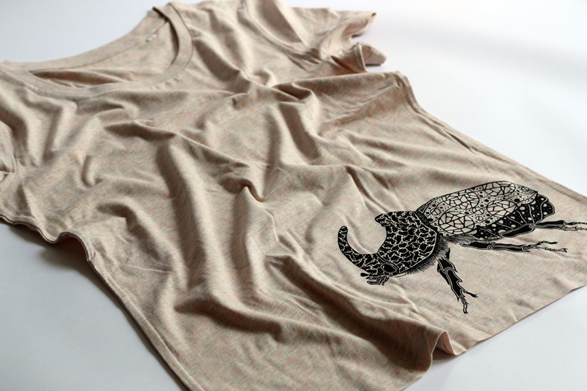 Men - Heather rainbow with black Rhinoceros beetle - XXL (TS098)