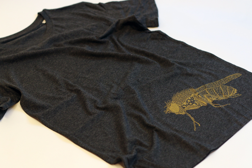 Men - Dark heather grey with golden Fruit fly - S (TS100)
