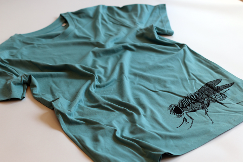 Men - Teal monstera with black Fly - M (TS039)
