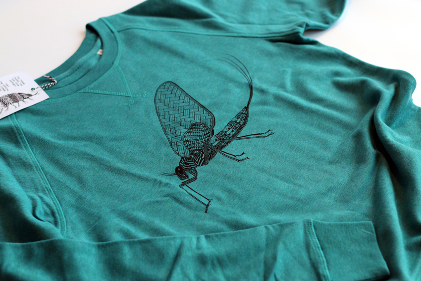 Men/Unisex - Heather teal with black Mayfly - M (SWA111)